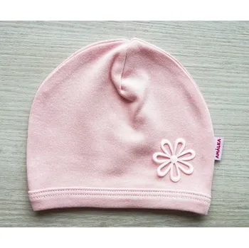 Kojenecká čepice Amálka Čepička pudrově růžová s kytičkou Velikost: 74-80