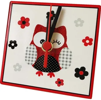 Hodiny Home Elements Hodiny ker. 11 cm, červená sova Home Elements