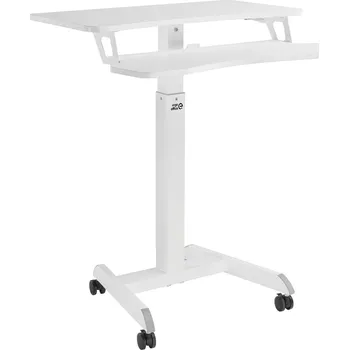 Dílenský stůl Mobilní pracovní stanice s nastavitelnou výškou a dvojitou plošinou Ergo Office, pro práci vestoje, bílá max. 8 kg, max. výška 1200 mm, ER-444 W