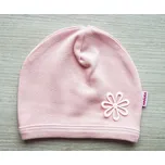 Amálka Kojenecká čepička s kytičkou - pudrově růžová Velikost: 62-68