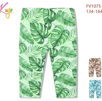 Dívčí oblečení Kugo 3/4 legíny listy Barva: Modrá, Velikost: 140