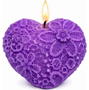 Svíčka Vonná svíčka Krajkové srdce | 40 g | Svíčkománie3D | Barva: Fialová