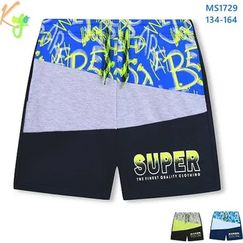 Chlapecké kraťasy Kugo Dětské letní šortky - Barevné bloky s nápisem SUPER Barva: Zelená, Velikost: 164