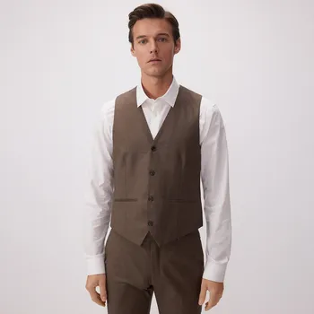 Pánské sako Reserved - Vesta ze směsi vlny - kávová - 420BK-84X - 420BK-84X-52