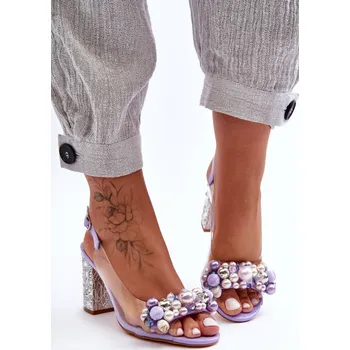 Dámská obuv S.Barski Průhledné stylové sandály na klínku SBarski MR1037-17 Barva: Fialová, Velikost: 37