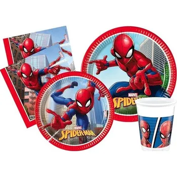 Party dekorace Ciao AZ009 Nádobí Bojovník proti zločinu pro 8 osob (44 ks: Talíře, šálky, ubrousky) Partygeschirr