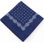Bavlněný šátek - bílé kytičky na tmavě modré - rozměr 70 cm x 70 cm