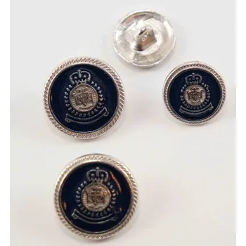 Knoflík Kovový knoflík klubový - s erbem - stříbrno tmavě modrý - průměr 1,5 cm