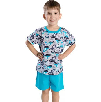 Chlapecké pyžamo Betty mode Letní pyžamo auta a stroje Barva: tyrkysová, Velikost: 92