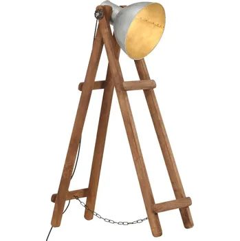 Stojací lampa vidaXL Stojací lampa E27 masivní mangovníkové dřevo [320589] Barva: Stříbrná