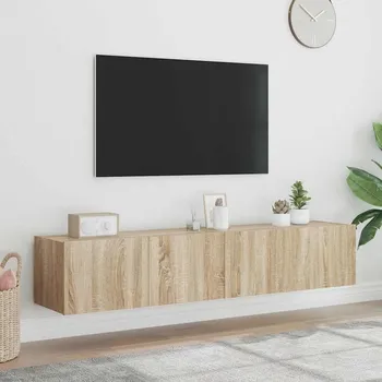 Obývací stěna vidaXL Nástěnné TV skříňky s LED osvětlením 2 ks 80x35x31 cm [837288] Barva: dub sonoma
