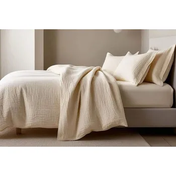 Prostěradlo Mušelínové povlečení do postýlky cream, 100x135+45x60 cm