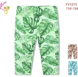 Dívčí 3/4 legíny s motivem listů – Letní Barva: Zelená, Velikost: 146