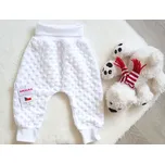 Amálka Kojenecké plyšové kalhoty Minky - Bílé Velikost: 74