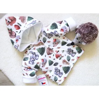 Amálka Zateplený kabátek zvířátka v lese Velikost: 62-68