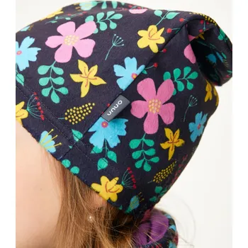 Čepice Unuo Dětská fleecová čepice - kytičky Velikost: M