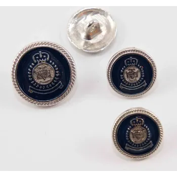 Knoflík Kovový knoflík klubový - s erbem - stříbrno tmavě modrý - průměr 2 cm