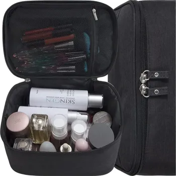 Camerazar Čtvercové vodotěsné kosmetické pouzdro, elegantní černá, odolný materiál