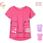 Kugo Dětské tričko s kočičkami - fialová/růžová Barva: Růžová, Velikost: 122