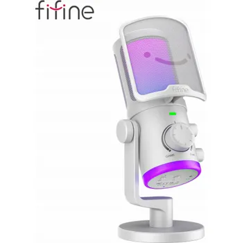 Mikrofon Fifine Studiový kondenzátorový mikrofon AM6W s RGB potlačením šumu