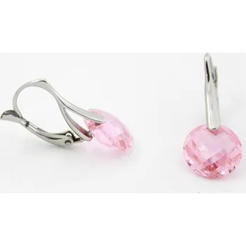 Náušnice Foxette Náušnice z chirurgické oceli se zirkony Indulgence - Růžová / Originální F-1129