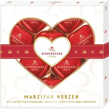Bonboniéra Niederegger Marzipan Herzen mit Zartbitter-Schokolade 125 g