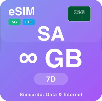 SIM karta Saúdská Arábie Neomezený Mobilní Internet - eSIM 7 dní datová SIM karta (esimhajj_ULE_5D_SA_V1)