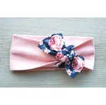 Amálka Dětská čelenka s květinovou pentlí světle růžová Velikost: 62-68