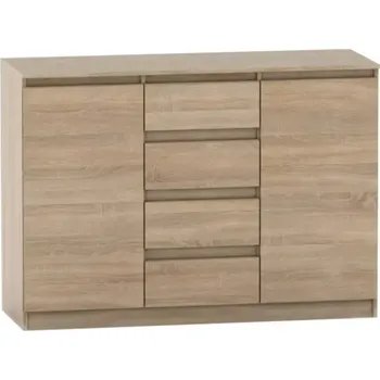 Komoda 2 dveřová komoda se 4 šuplíky HANY NEW 010 - dub sonoma - SLEVA 3% s kodem radost25