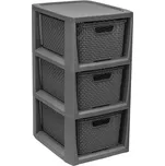 Regál se 3 šuplíky Rattan Grey BRANQ
