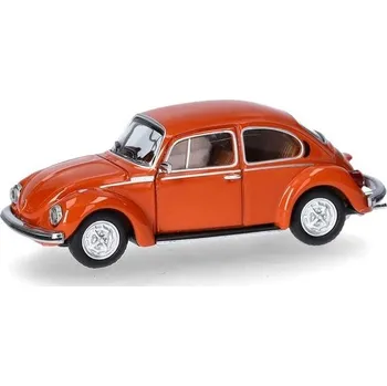 auto na autodráhu Model auta Herpa VW Beetle 1303, zářivě oranžová, miniatura v měřítku 1:87, sběratelský kousek,