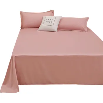 Prostěradlo Jednobarevné prostěradlo bez gumy 150 x 230 cm Hladký povrch pro každodenní použití Studentské bydlení růžová