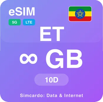 SIM karta Etiopie Neomezený Mobilní Internet - eSIM 10 dní datová SIM karta