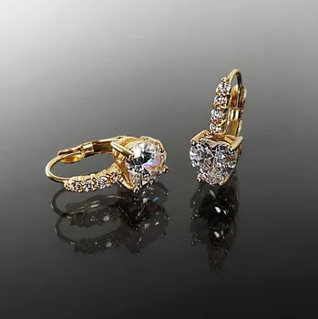 Náušnice Exkluzivní pozlacené ocelové náušnice s motivem srdce, balené v dárkové krabičce, č. 1487