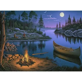Puzzle NORIMPEX Diamantové malování Kempování u jezera 30x40cm