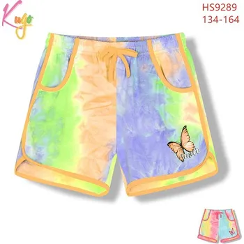 Dívčí kraťasy Kugo Dívčí batikované šortky s motýlem - Žlutá/Růžová Barva: Růžová, Velikost: 140