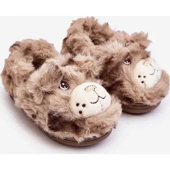 Chlapecká obuv Boto Dětské plyšové pantofle s medvídkem Apolanie Barva: Béžová, Velikost: 27