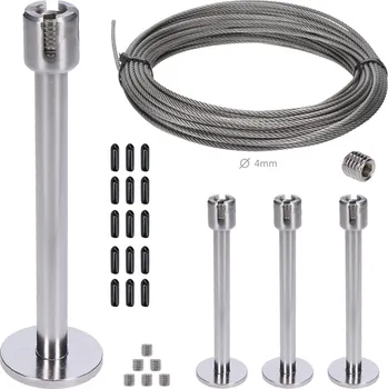 Opora na rostlinu sada pro upínání rostlin, nerez - lanková stěna pro pnoucí rostliny na zeď, zelená stěna, kompletní set pro lanko ø 4 mm, rozměr 2 x 1 m