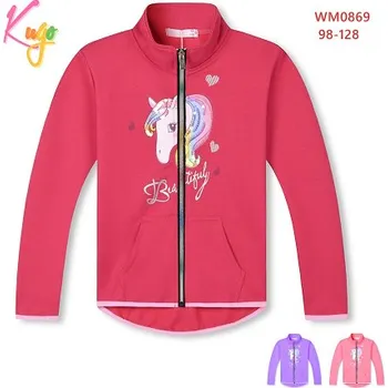 Dívčí oblečení Kugo Dětská mikina s jednorožcem - růžová/lososová/fialová Barva: Fialová, Velikost: 110