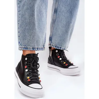 Dámské tenisky Dámské vysoké kožené trampky – černé Velikost: 38