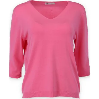 Dámský svetr Svetřík do "V" 3/4 rukáv 19076 Damod barva: růžová, velikost: M