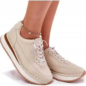 Dámské tenisky DÁMSKÉ TENISKY Z PŘÍRODNÍ KŮŽE NA PLATFORMĚ BIG STAR RR274A334 BÉŽOVÉ VEL. 38