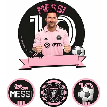 Přisada na vaření a pečení Messi Miami 8 - jedlý papír - Bez úprav / Fondánový list +40 Kč / Bez decor gelu