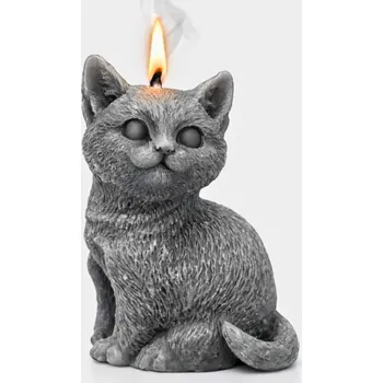 Svíčka Vonná svíčka Koťátko | 45 g | Svíčkománie3D | Barva: Šedá