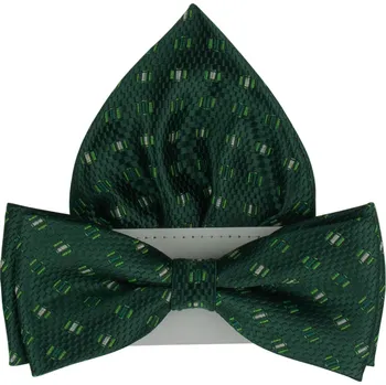 Motýlek Smaragdově zelený pánský motýlek se vzorem včetně kapesníčku