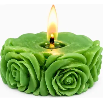 Svíčka Vonná svíčka Kolečko z růžiček | 35 g | Svíčkománie3D | Barva: Zelená