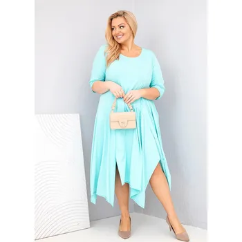 Dámské šaty Dámská bavlněná sukni Plus Size s asymetrickým spodním lemem mátová UNI