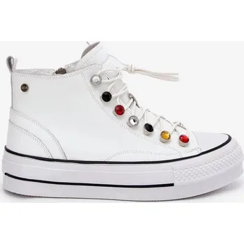 Dámské tenisky Dámské vysoké kožené trampky GOE – bílé Velikost: 38