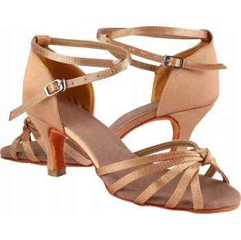 Pracovní obuv TANČNÍ BOTY SATÉN TMAVĚ HNĚDÉ 37 7CM