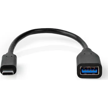 Datový kabel NEDIS USB-C™ Kabel s Adaptérem | USB-C™ Zástrčka | A Zásuvka | 0,2 m | Černý